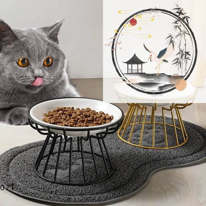 Ceramic For Dog Cat Elevated Feeder Drinker