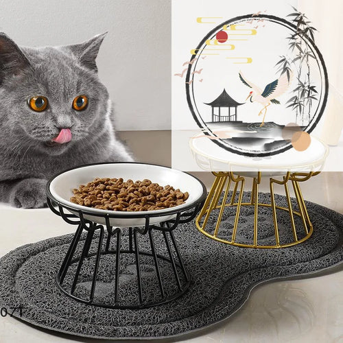 Ceramic For Dog Cat Elevated Feeder Drinker